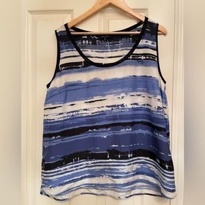 “Lafayette 148” uniquely patterned 100% silk tank blouse. Size 16.